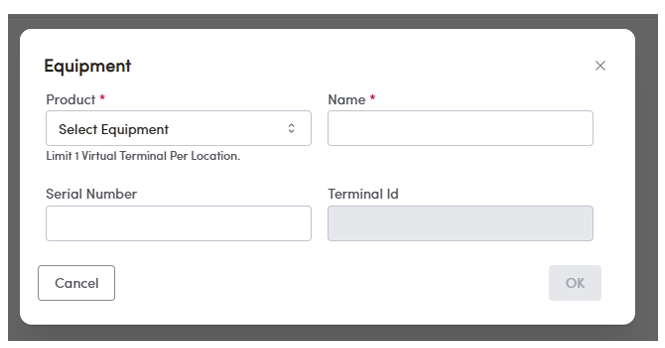 Equipment information form for new location