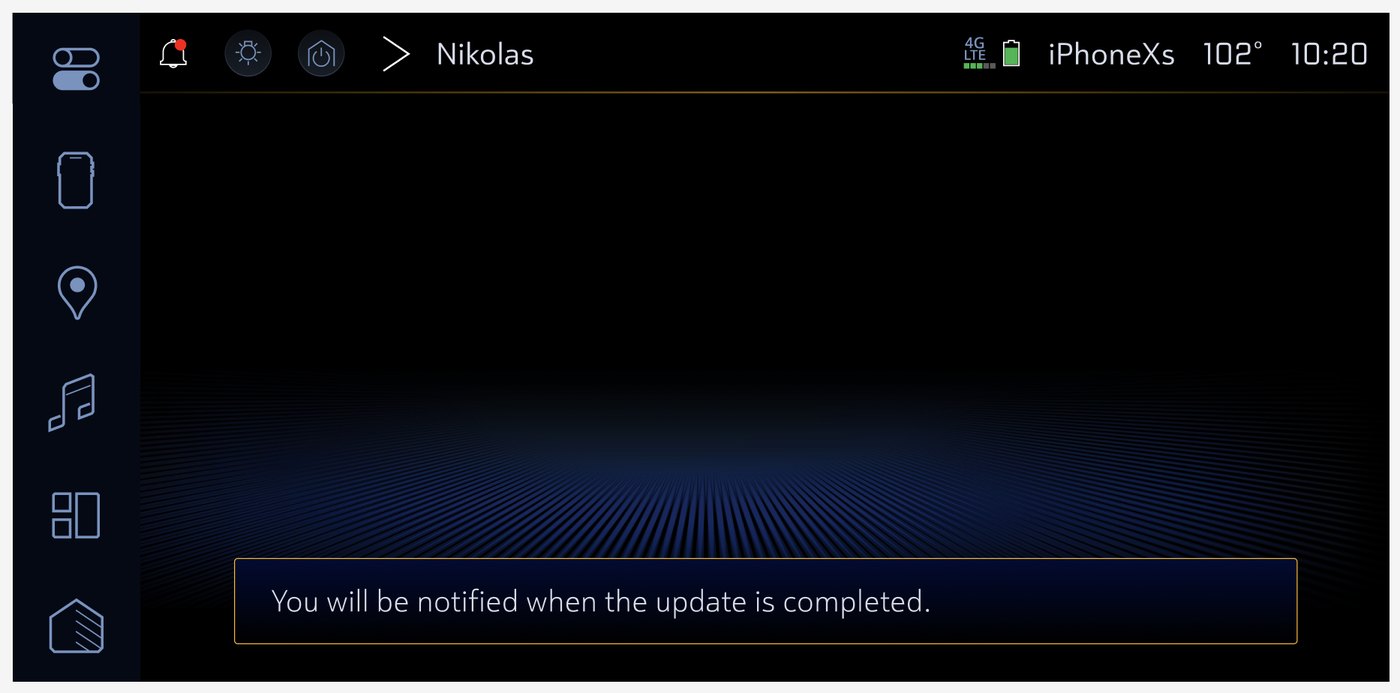 In-vehicle message: You will be notified when the update is completed.